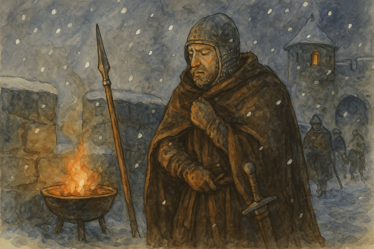 Medieval Castle Guards and Watchmen: Guard enduring hardship.

