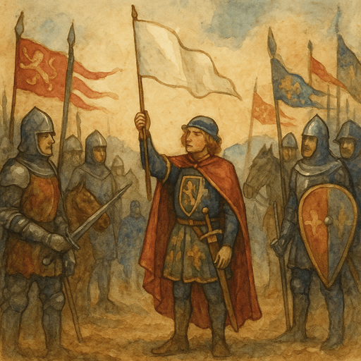 Medieval Messengers and Heralds: Herald negotiating under a flag of truce.