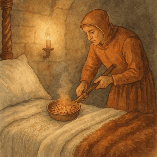 How Medieval Royalty Managed Hygiene, Bedrooms, and Baths - Close-up of the ritual of bed-warming