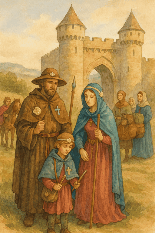 Religious Life in the Castle - A noble family preparing to depart for pilgrimage