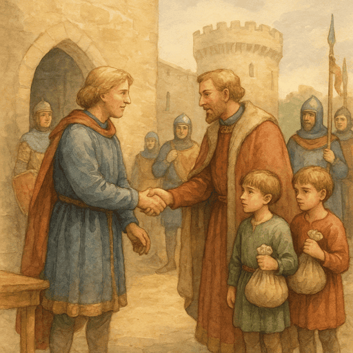 What Happened to the Children When Noble Marriages Fell Apart - Young noble boys being handed over to another lord for training.
